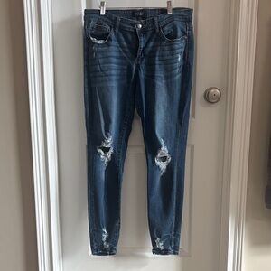 Judy Blue Dark Blue Distressed Skinny Jeans size 15/32 style jb82364dk